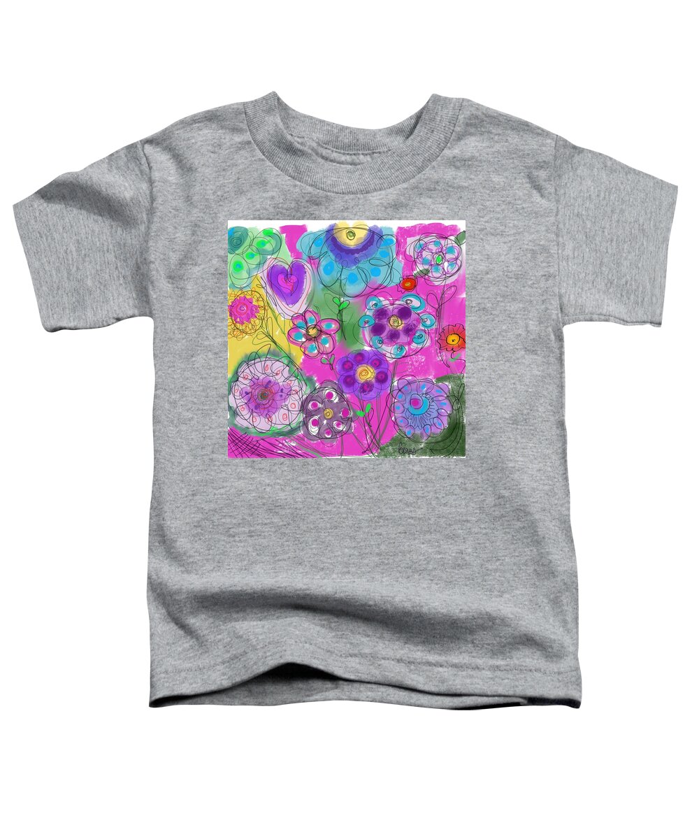 Abstract Toddler T-Shirt featuring the digital art Flower Child by Bonny Butler