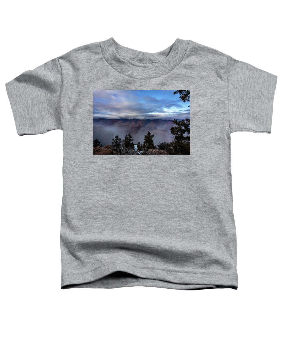 Arizona Toddler T-Shirt featuring the photograph Fog Flows in the Canyon by Dennis Swena