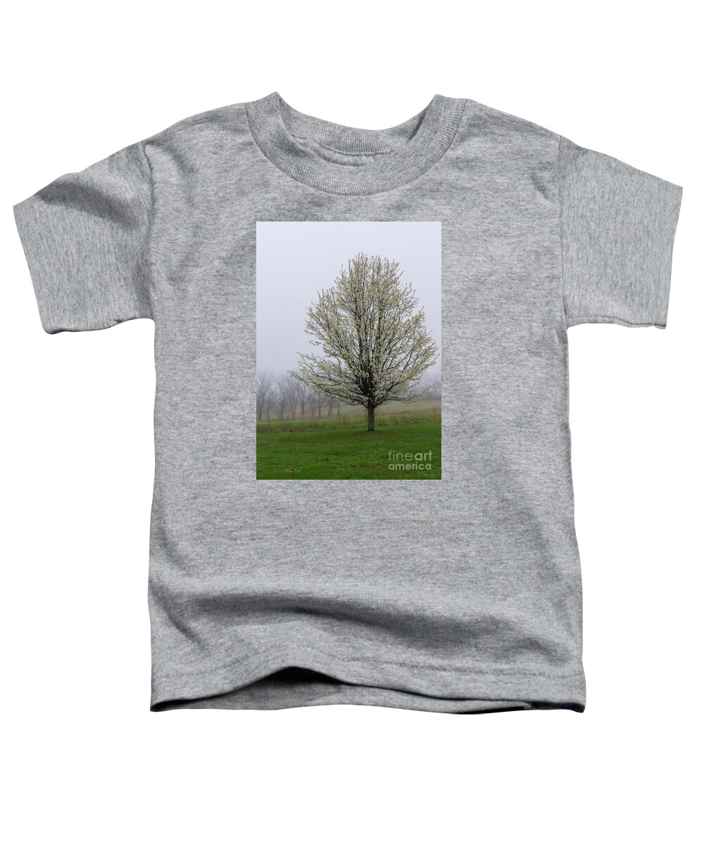 Bradford Pear Toddler T-Shirt featuring the photograph Foggy Spring Evening by Jennifer White