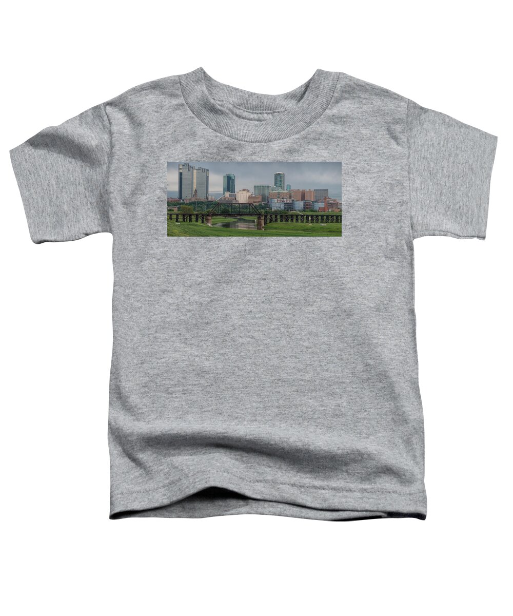 Fort Worth Toddler T-Shirt featuring the photograph Fort Worth Cloudy Panorama by Jonathan Davison
