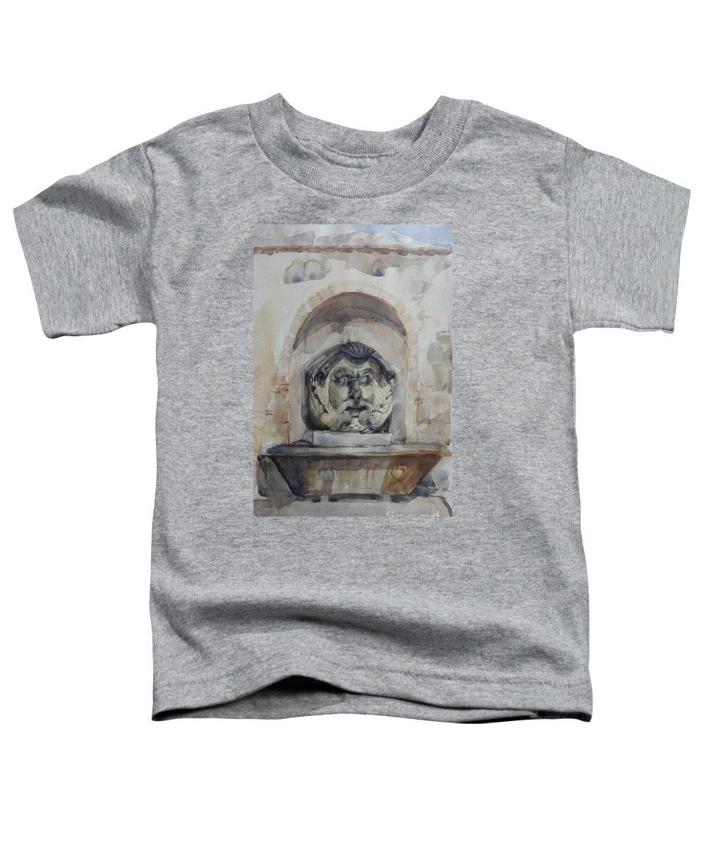 Greta Corens Watercolors Toddler T-Shirt featuring the painting Fountain in Rome by Greta Corens