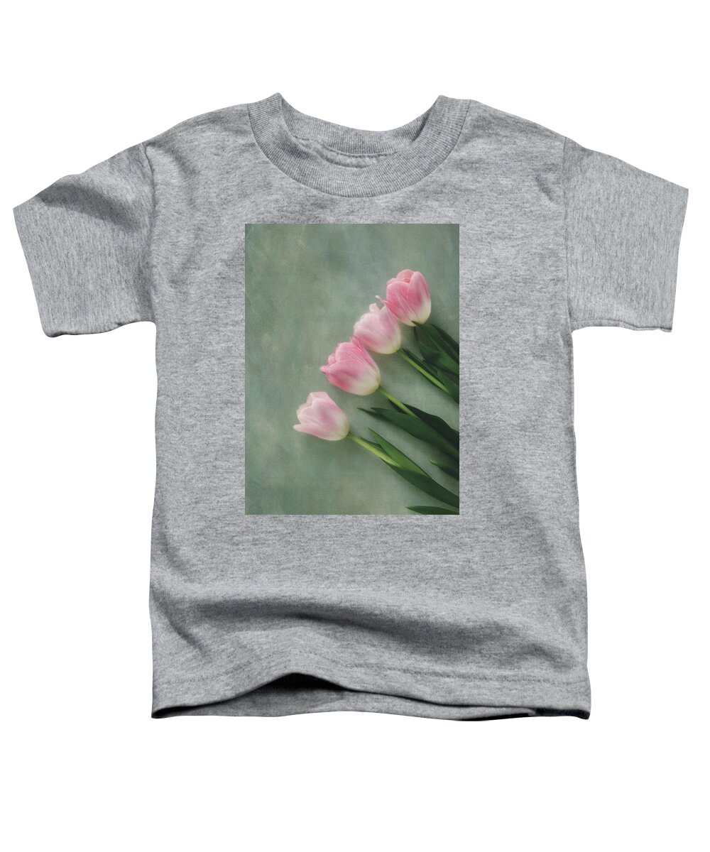 Tulip Toddler T-Shirt featuring the photograph Four Pink Tulips by Kim Hojnacki