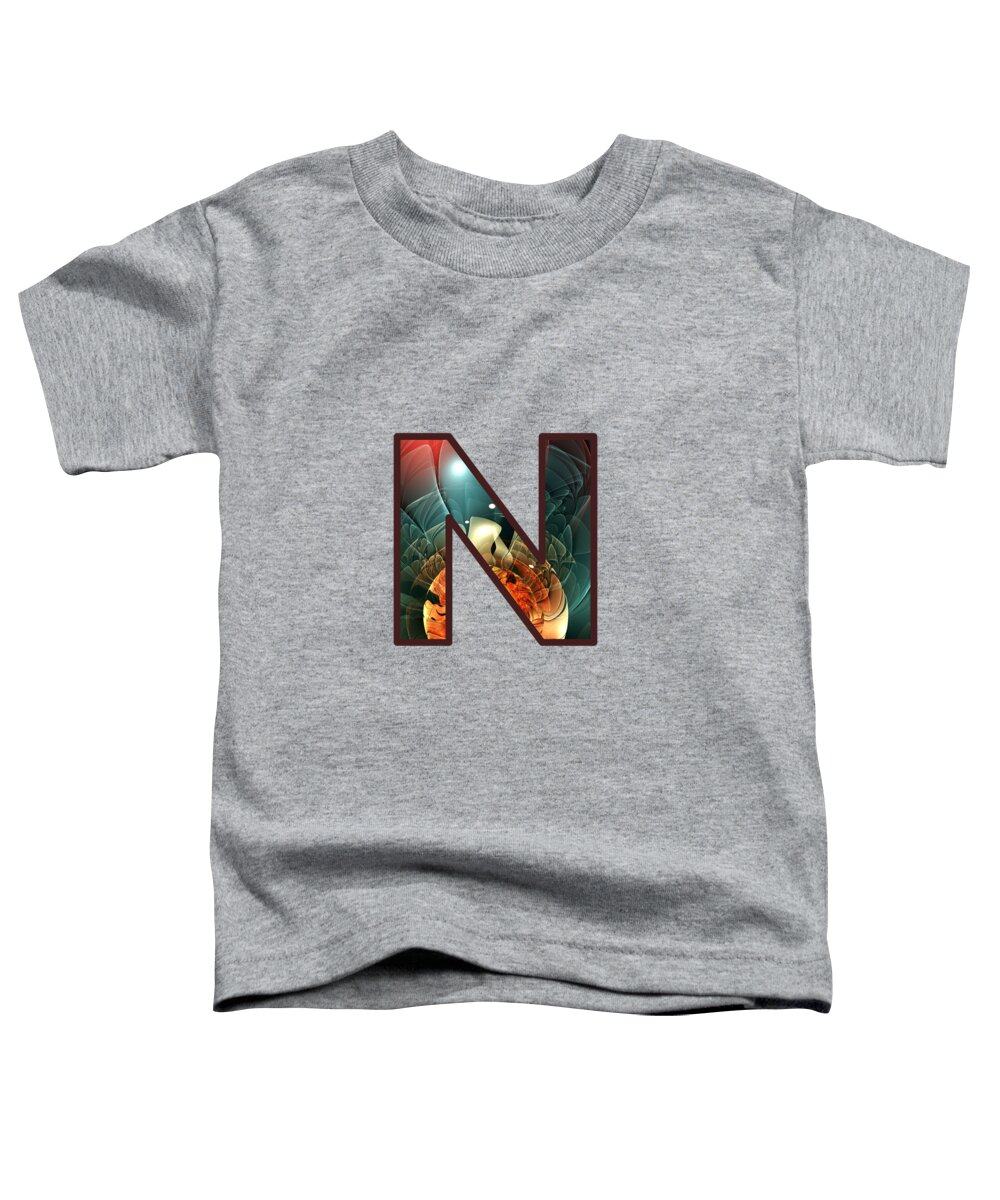 N Toddler T-Shirt featuring the digital art Fractal - Alphabet - N is for Night Vision by Anastasiya Malakhova