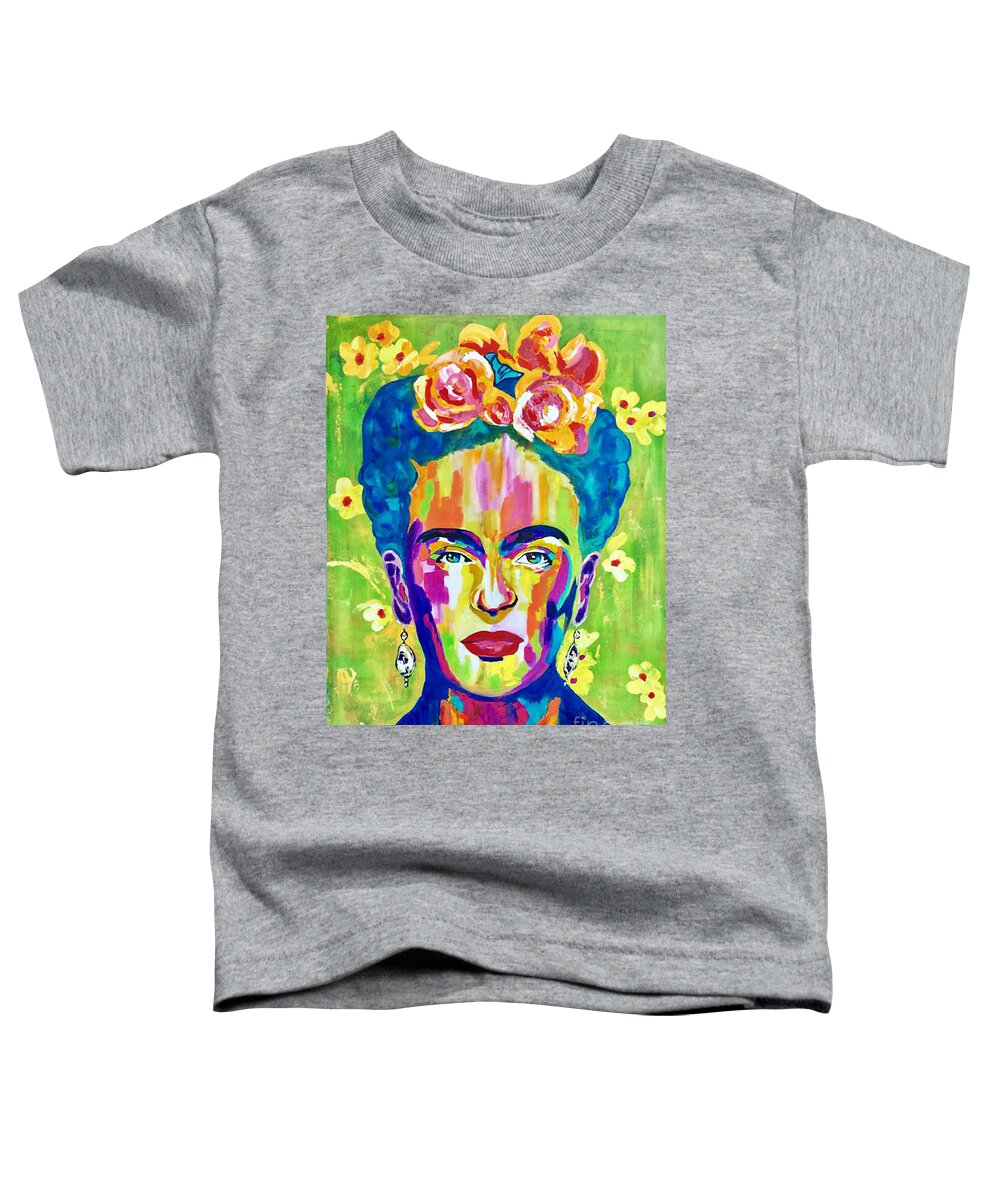 Frida Kahlo Toddler T-Shirt featuring the painting FRIDA KAHLO Press by Kathleen Artist PRO