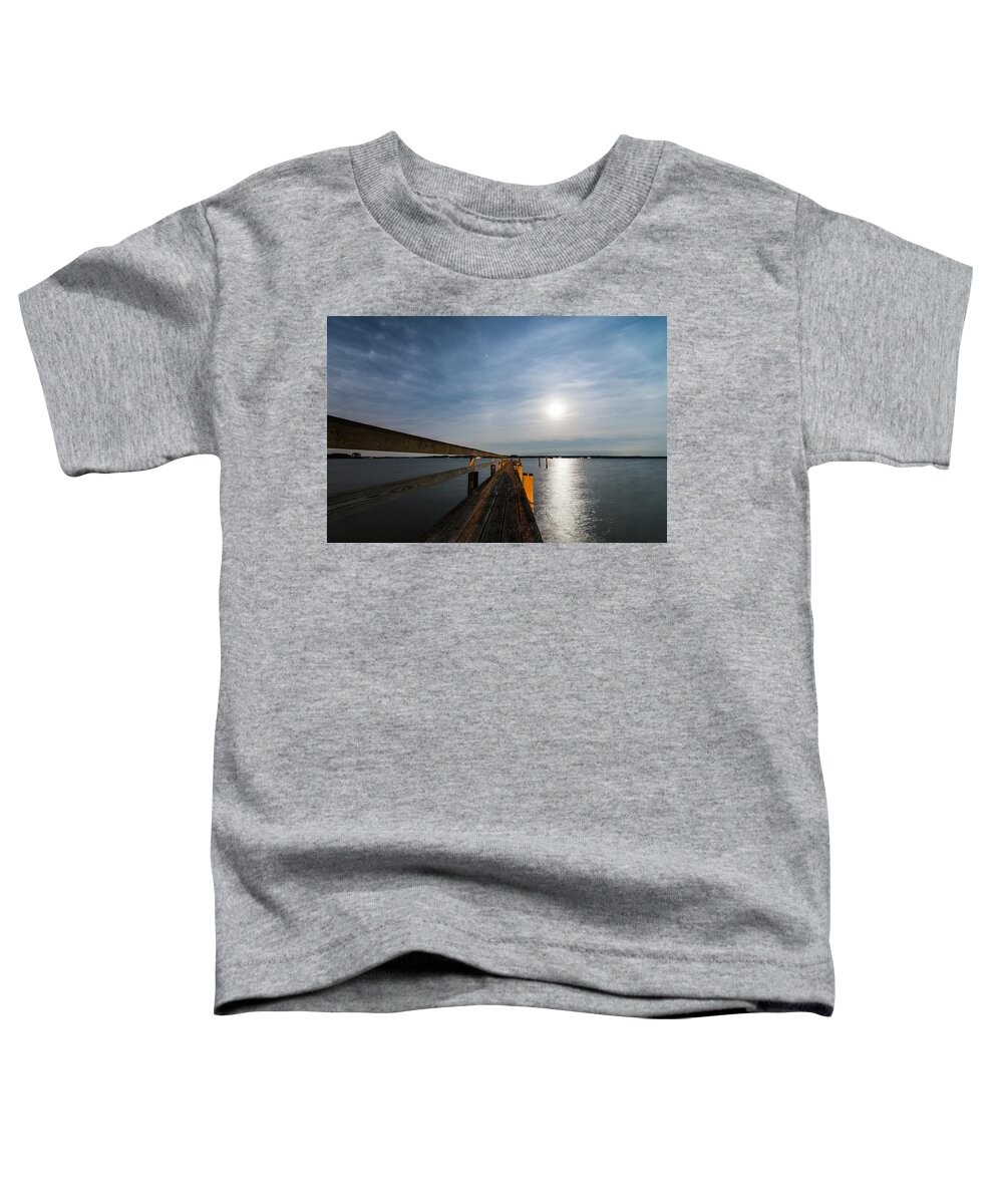 Maryland Toddler T-Shirt featuring the photograph Full Moon Pier by Kristopher Schoenleber