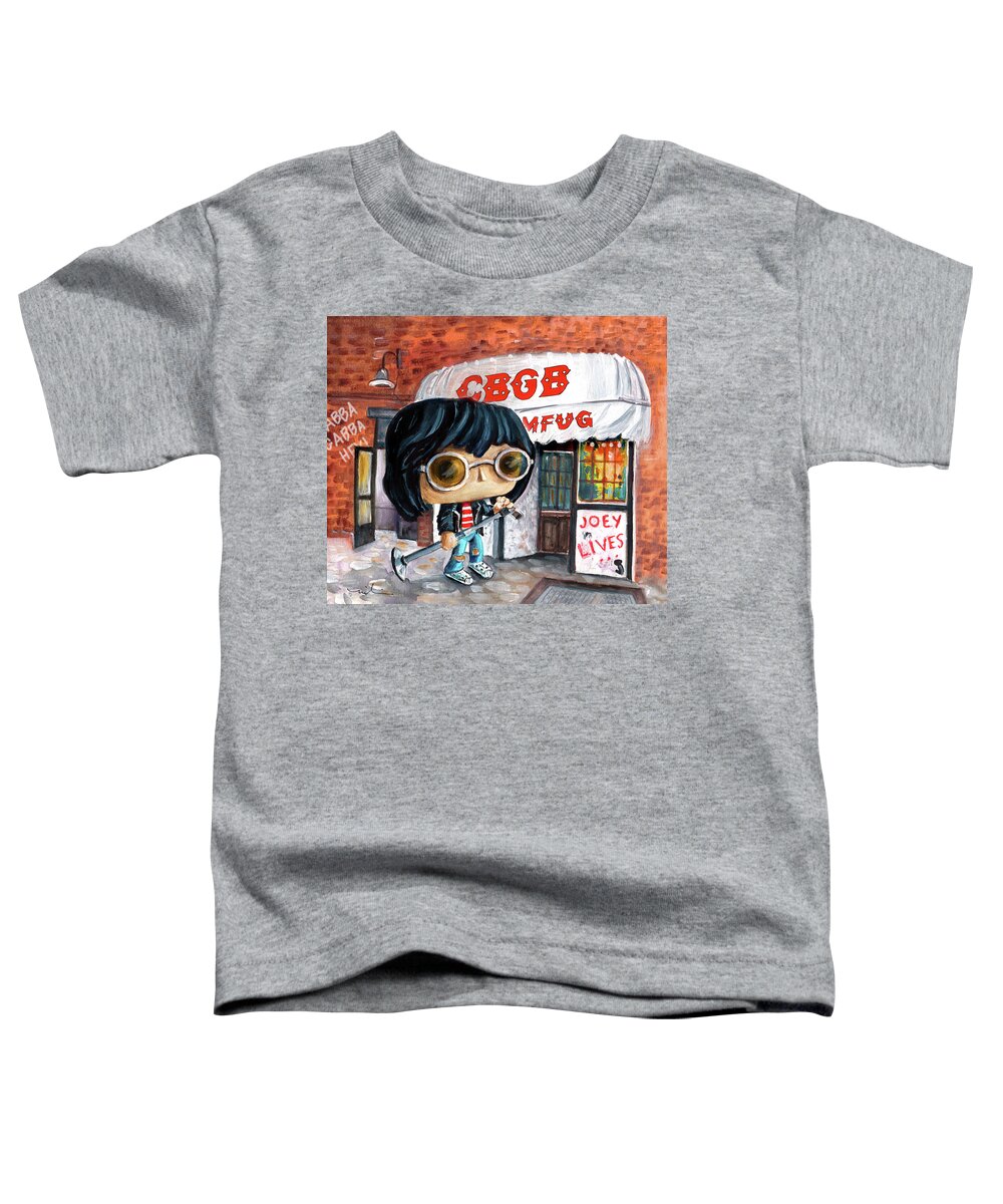 Funko Toddler T-Shirt featuring the painting Funko Joey Ramone At CBGB by Miki De Goodaboom
