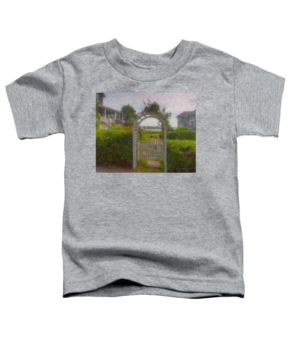 Cape Cod Toddler T-Shirt featuring the painting Garden Gate Falmouth Massachusetts by Bill McEntee
