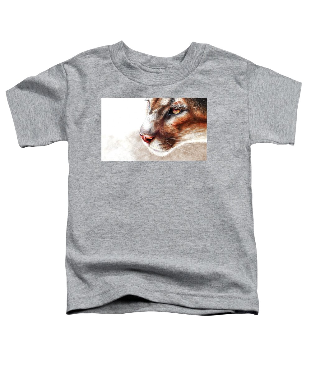 Mountain Lion Toddler T-Shirt featuring the drawing Ghost by Peter Williams
