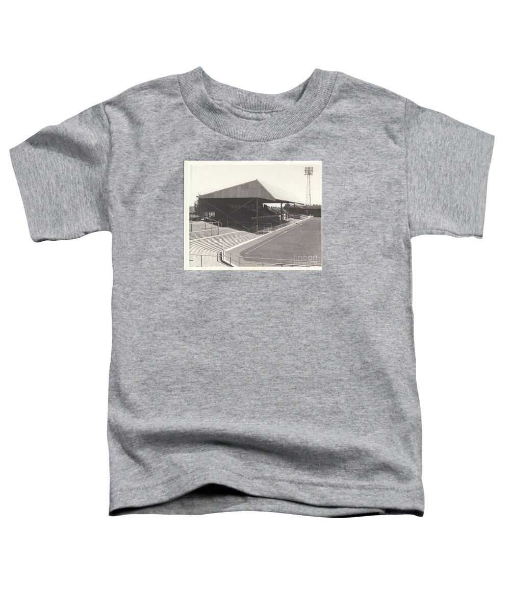  Toddler T-Shirt featuring the photograph Gillingham - Priestfield Stadium - Main Stand 1 - BW - August 1969 by Legendary Football Grounds
