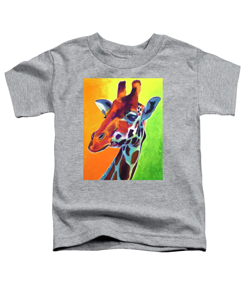 Pet Portrait Toddler T-Shirt featuring the painting Giraffe - Summer Fling by Dawg Painter