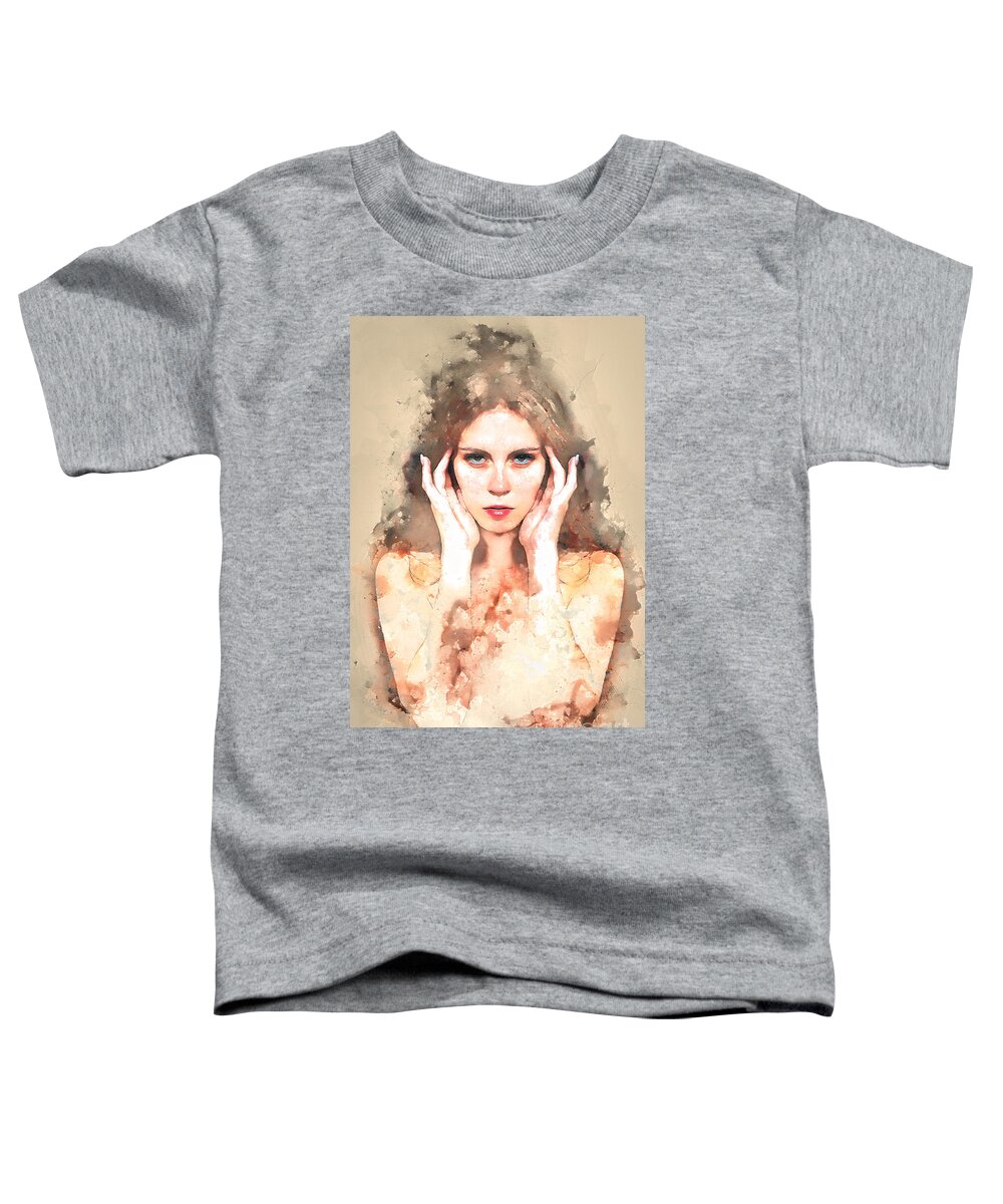 Woman Toddler T-Shirt featuring the digital art Girl Watercolour by Jack Torcello