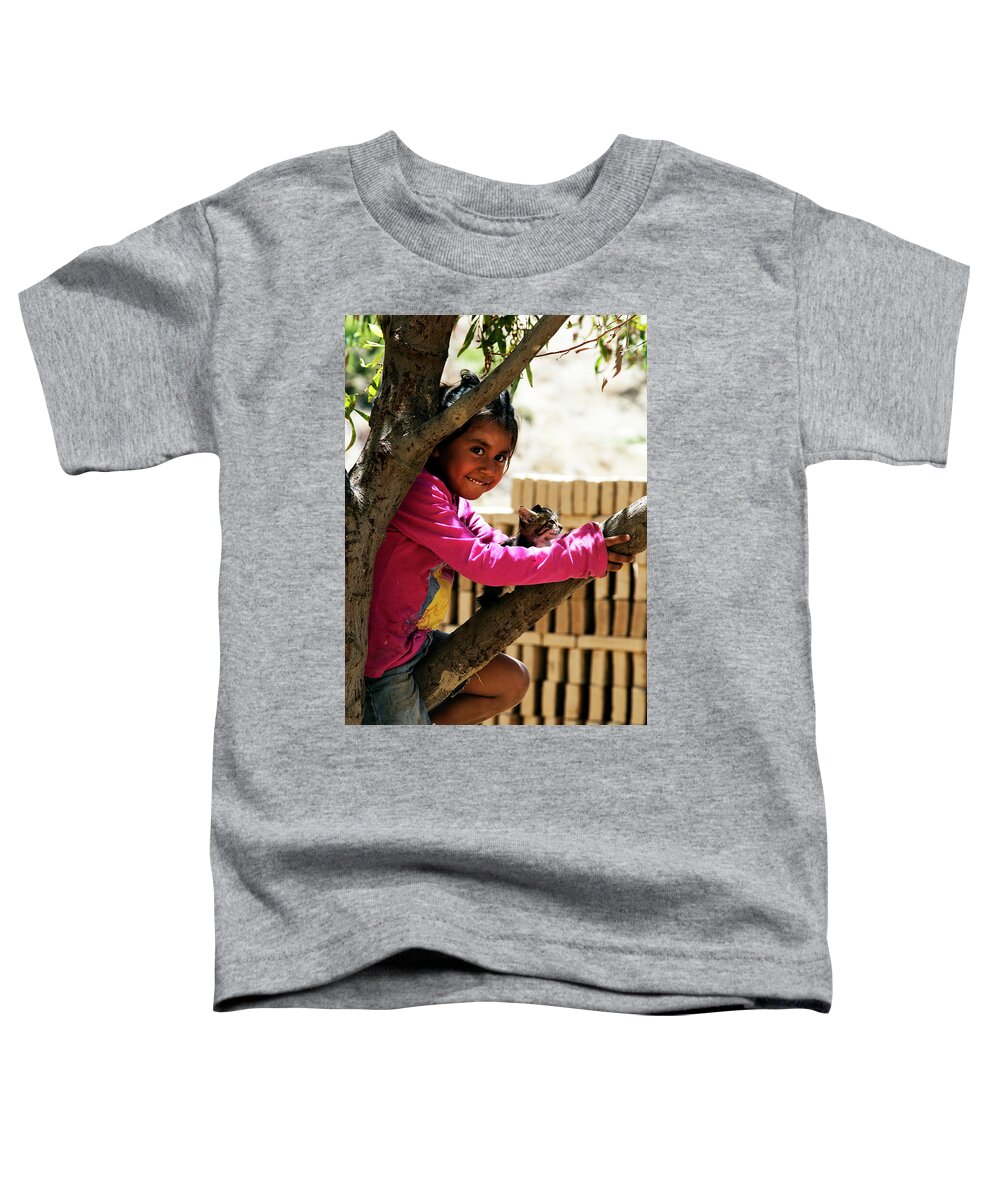 Cat Toddler T-Shirt featuring the photograph Girl With Cat by Hugh Smith