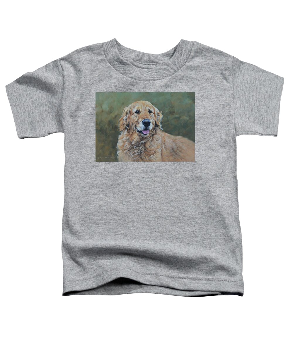 Dog Toddler T-Shirt featuring the painting Golden Retriever Portrait by Alan M Hunt
