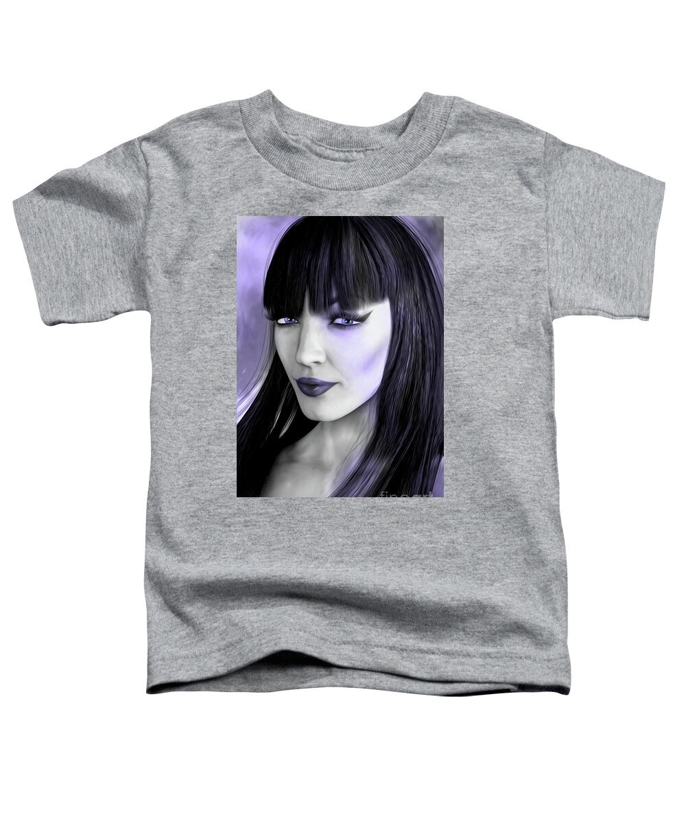 Goth Toddler T-Shirt featuring the digital art Goth Portrait Purple by Alicia Hollinger