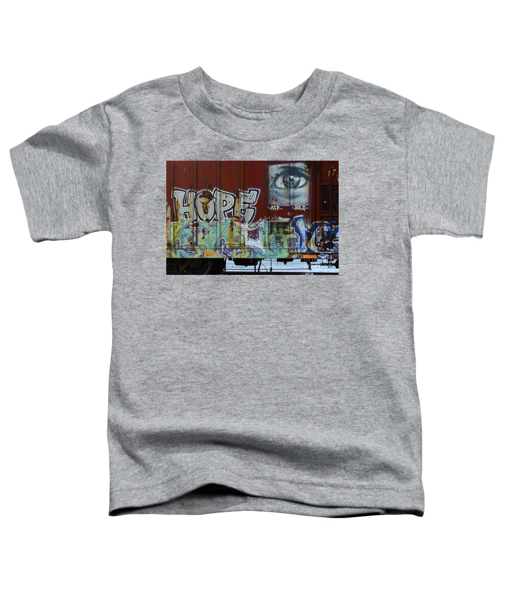 Riding The Rails Toddler T-Shirt featuring the photograph Grafitti Art Riding The Rails 6 by Bob Christopher