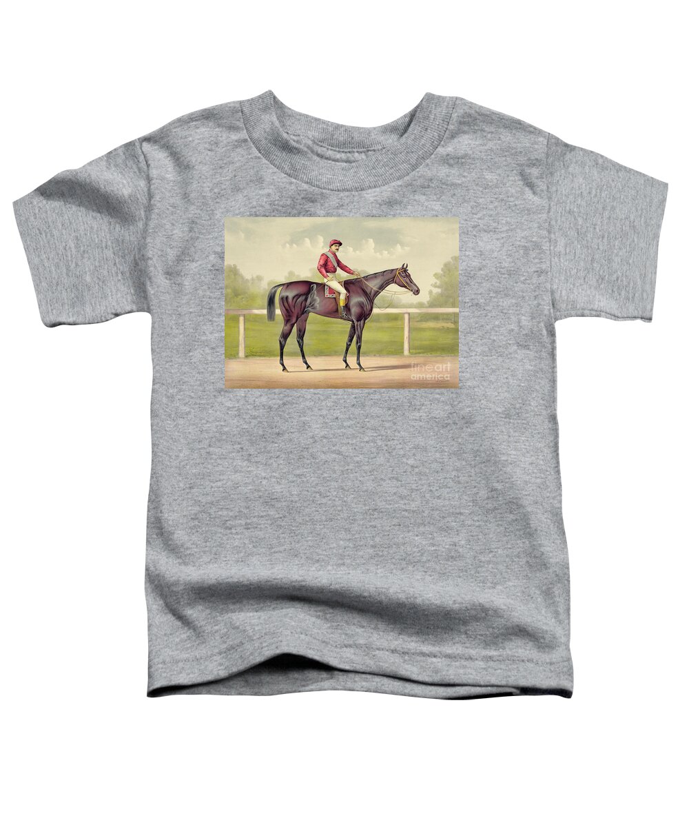 Horse Toddler T-Shirt featuring the drawing Grand Racer Kingston by Currier and Ives