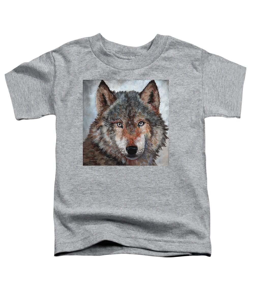 Timithy Toddler T-Shirt featuring the painting Gray Wolf by Timithy L Gordon