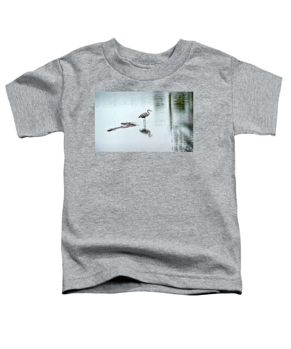 Ardea Herodias Toddler T-Shirt featuring the photograph Great Blue Heron on Chesapeake Bay pond by Patrick Wolf