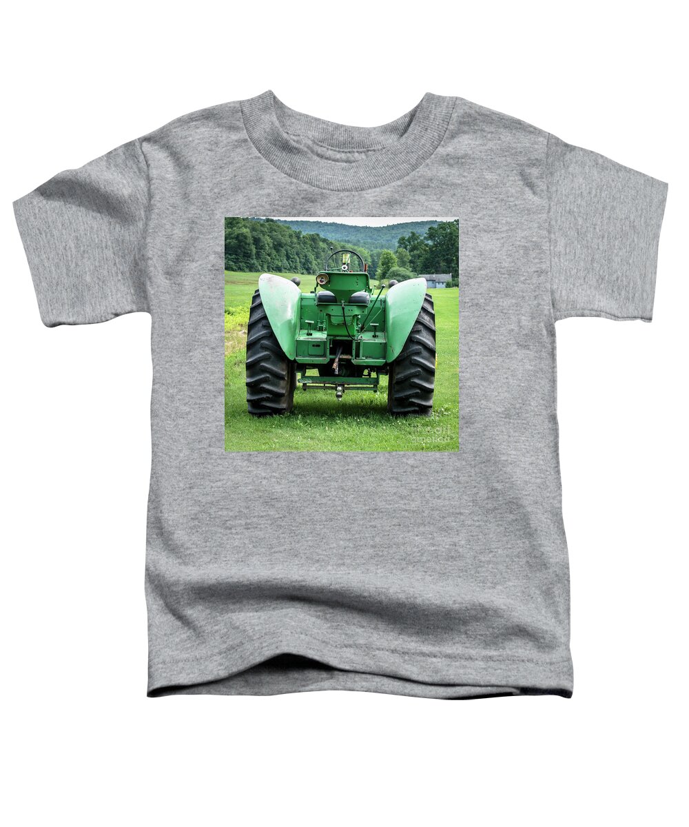 New Hampshire Toddler T-Shirt featuring the photograph Green and Yellow Vintage Tractor by Edward Fielding