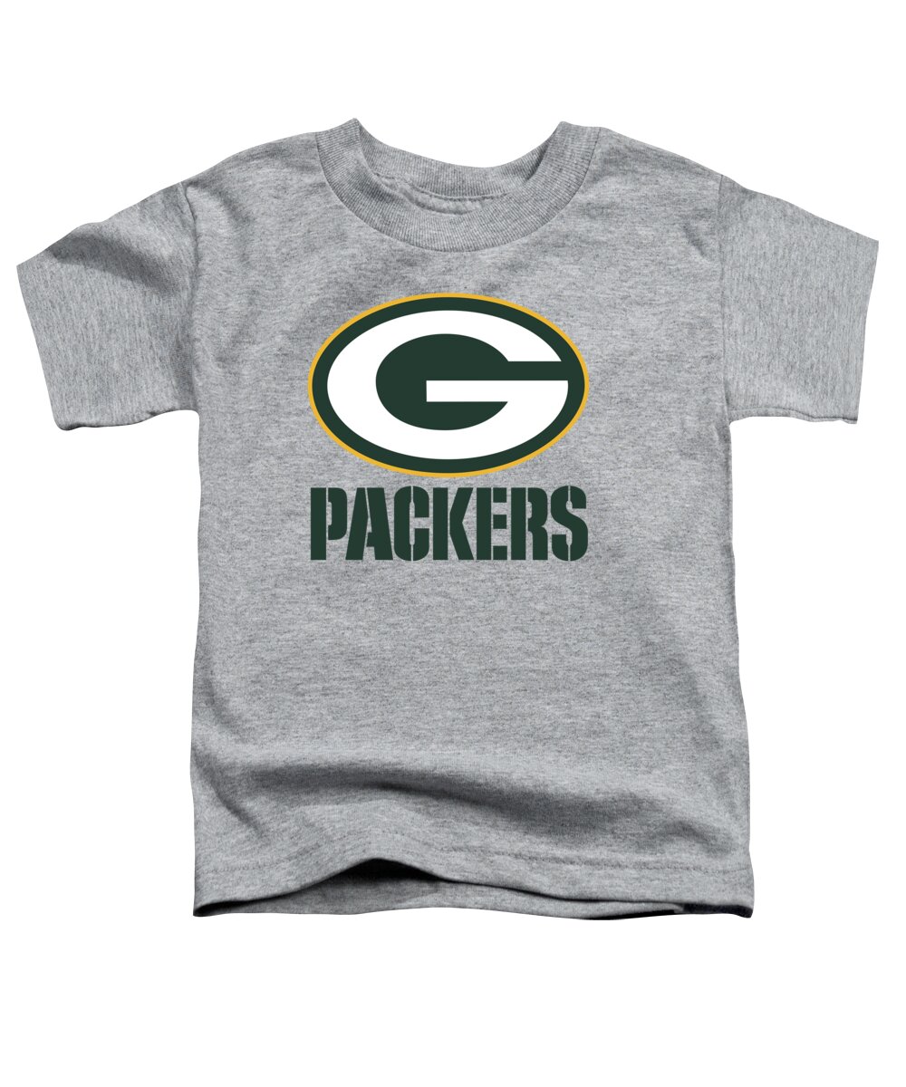 Green Bay Toddler T-Shirt featuring the mixed media Green Bay Packers Translucent Steel by Movie Poster Prints