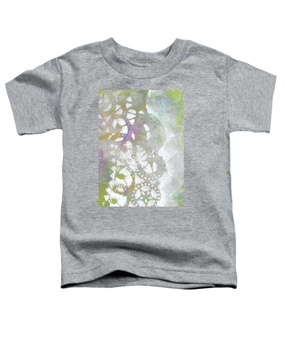 Lace Toddler T-Shirt featuring the painting Green Monoprint 1 by Cynthia Westbrook