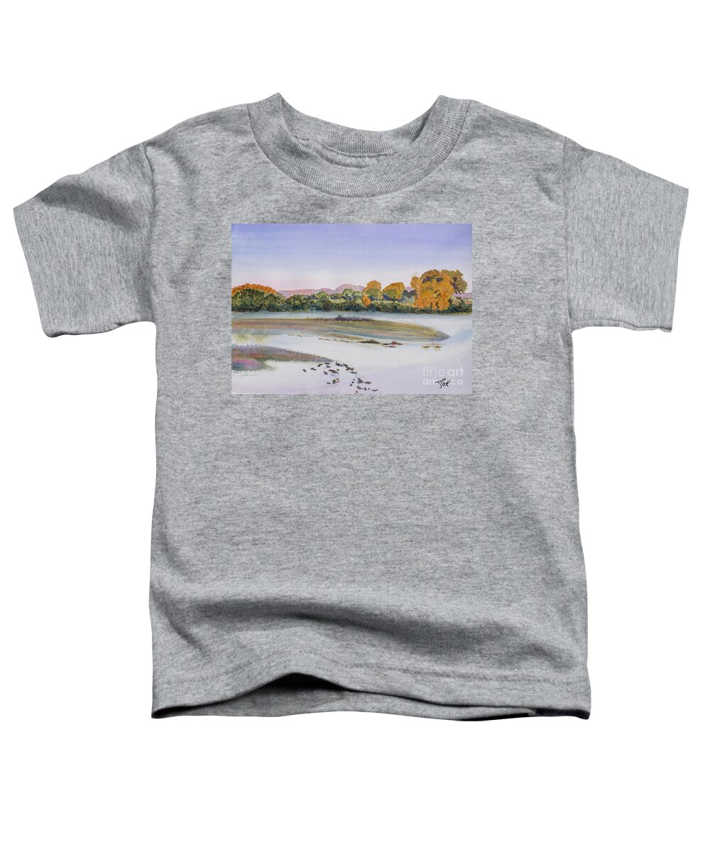Watercolor Toddler T-Shirt featuring the painting Green River Morning by Jackie MacNair