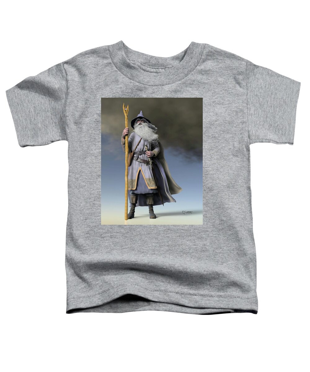 Gandalf Toddler T-Shirt featuring the sculpture Grey Wizard by David Luebbert