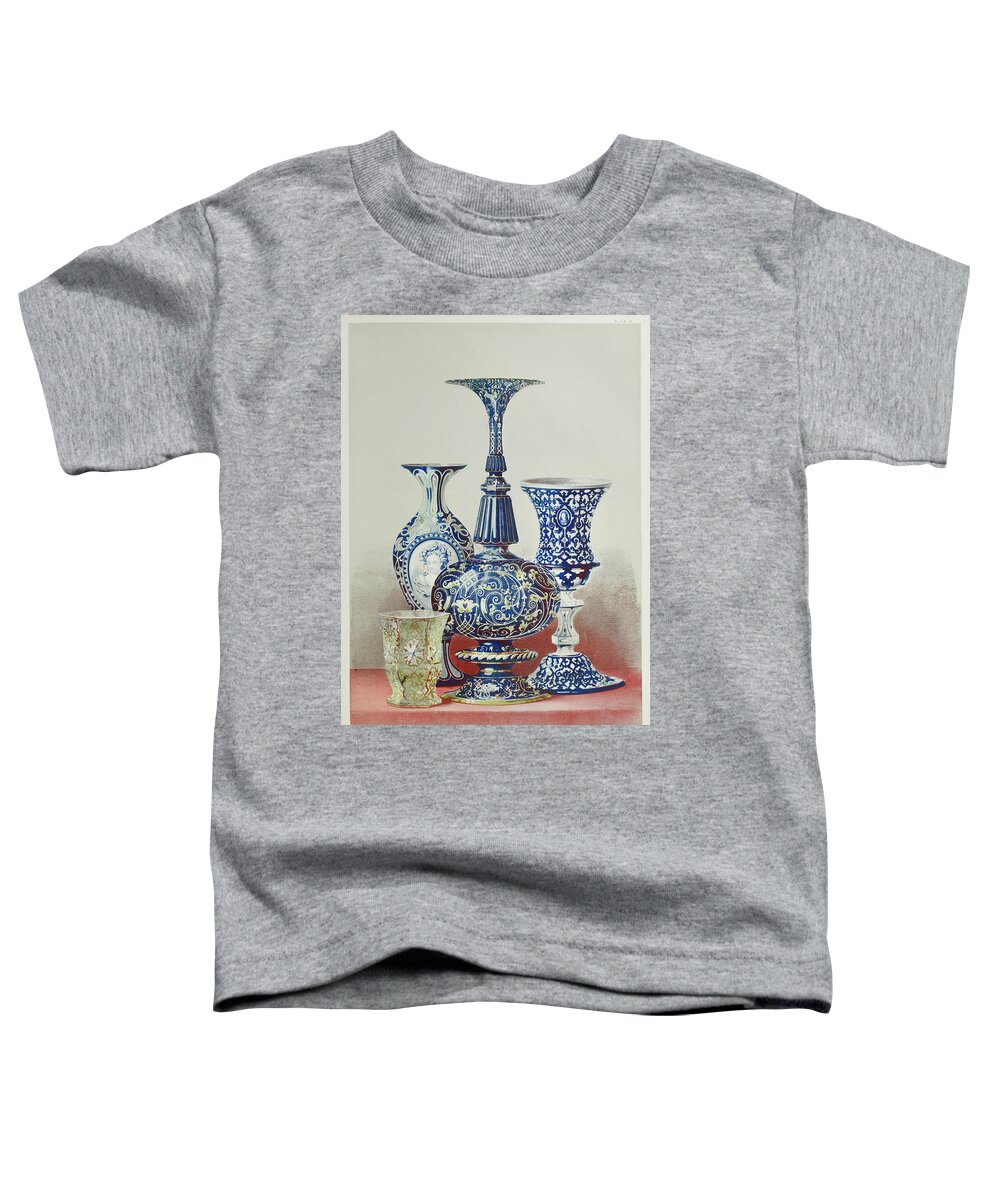 1800s Toddler T-Shirt featuring the painting Group of glass from the Industrial arts of the Nineteenth Century by Vincent Monozlay