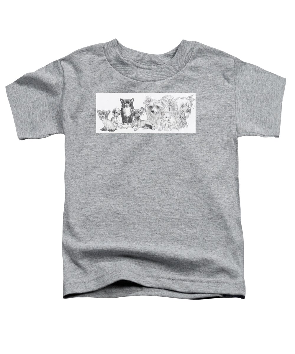Toy Group Toddler T-Shirt featuring the drawing The Chinese Crested and Powderpuff by Barbara Keith