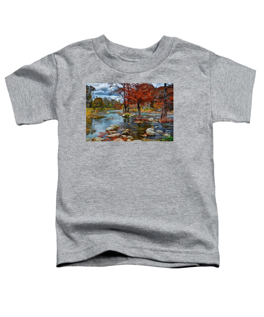 Guadalupe River In Autumn Toddler T-Shirt featuring the photograph Guadalupe River in Autumn by Savannah Gibbs