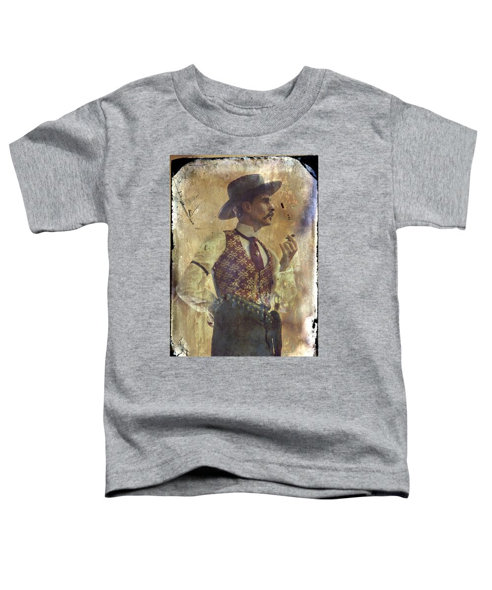 Doc Holliday Toddler T-Shirt featuring the photograph Gunslinger III Doc Holliday in fine attire by Toni Hopper