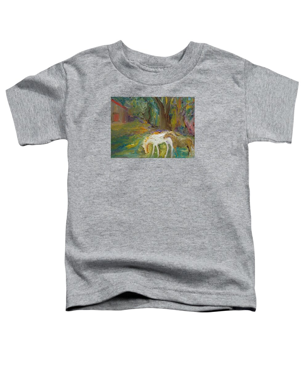 Horses Toddler T-Shirt featuring the painting Hanging Out by Susan Esbensen