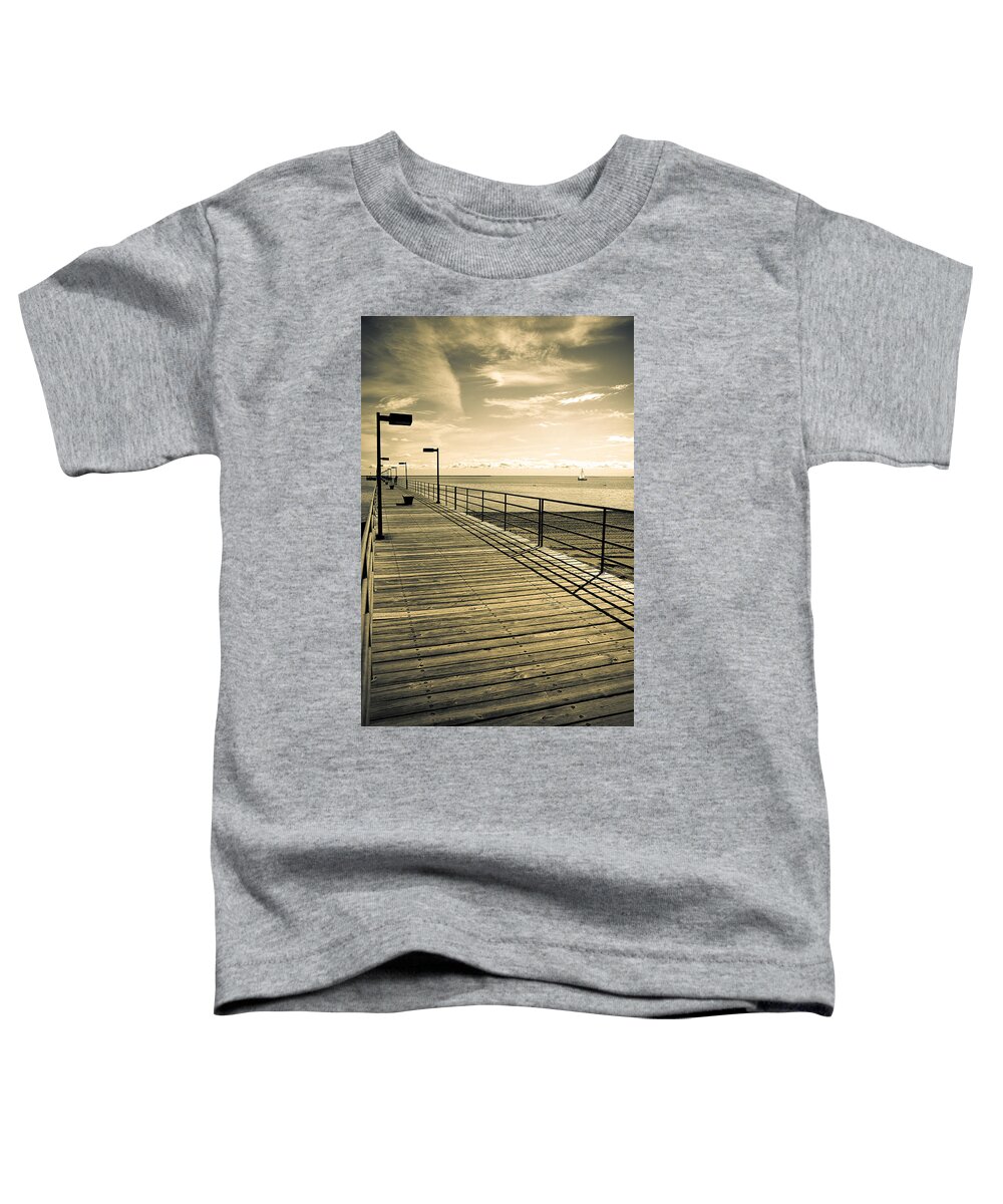 Harbor Toddler T-Shirt featuring the photograph Harbor Beach Michigan Boardwalk by LeeAnn McLaneGoetz McLaneGoetzStudioLLCcom