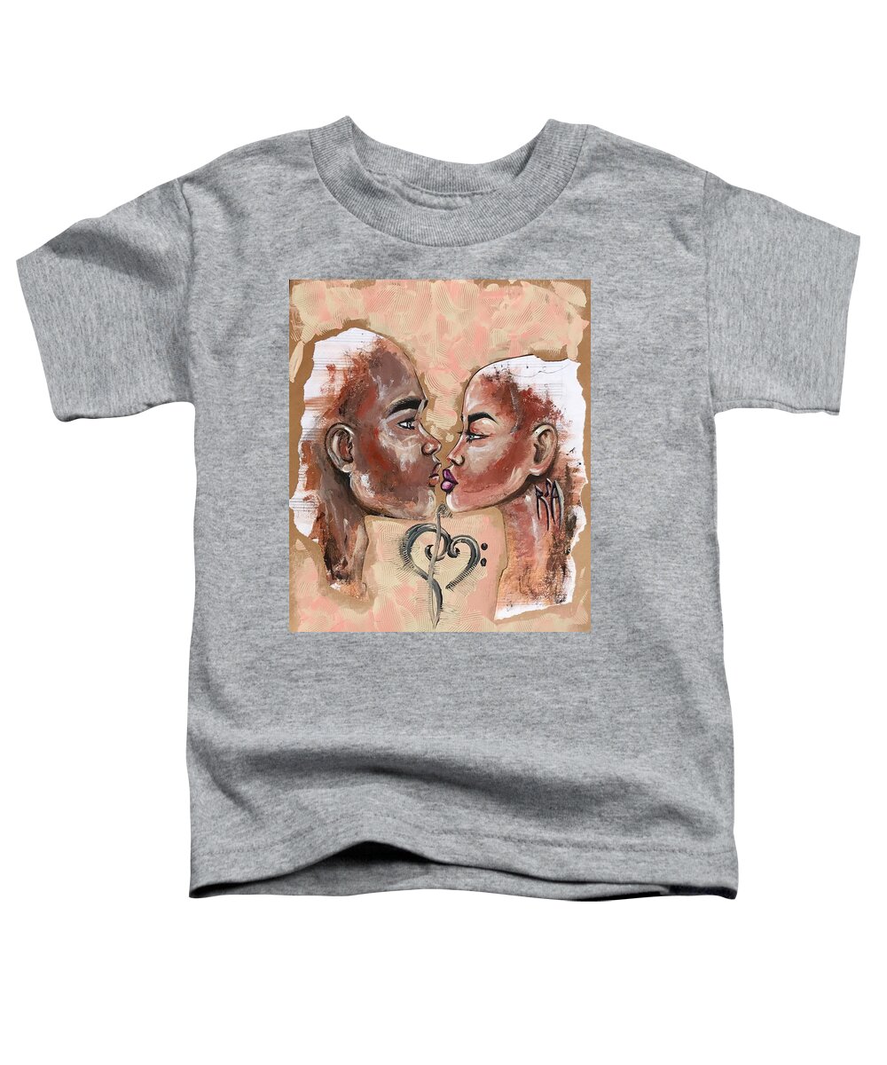 Black Love Toddler T-Shirt featuring the painting Harmonies by Artist RiA