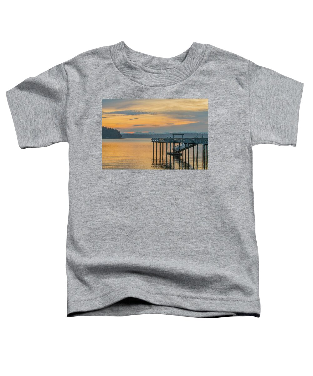 Sunrise Toddler T-Shirt featuring the photograph #Harper Pier in the Morning Light by E Faithe Lester