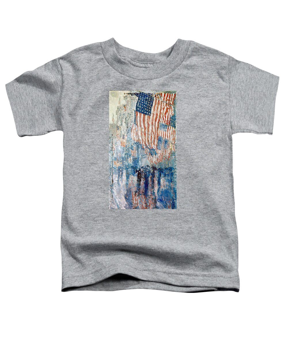 1917 Toddler T-Shirt featuring the painting Avenue In The Rain, 1917 by Childe Hassam