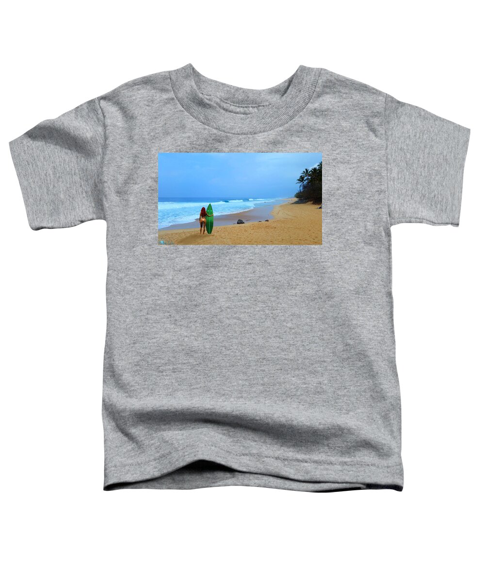 Oahu Toddler T-Shirt featuring the photograph Hawaiian Surfer Girl by Michael Rucker