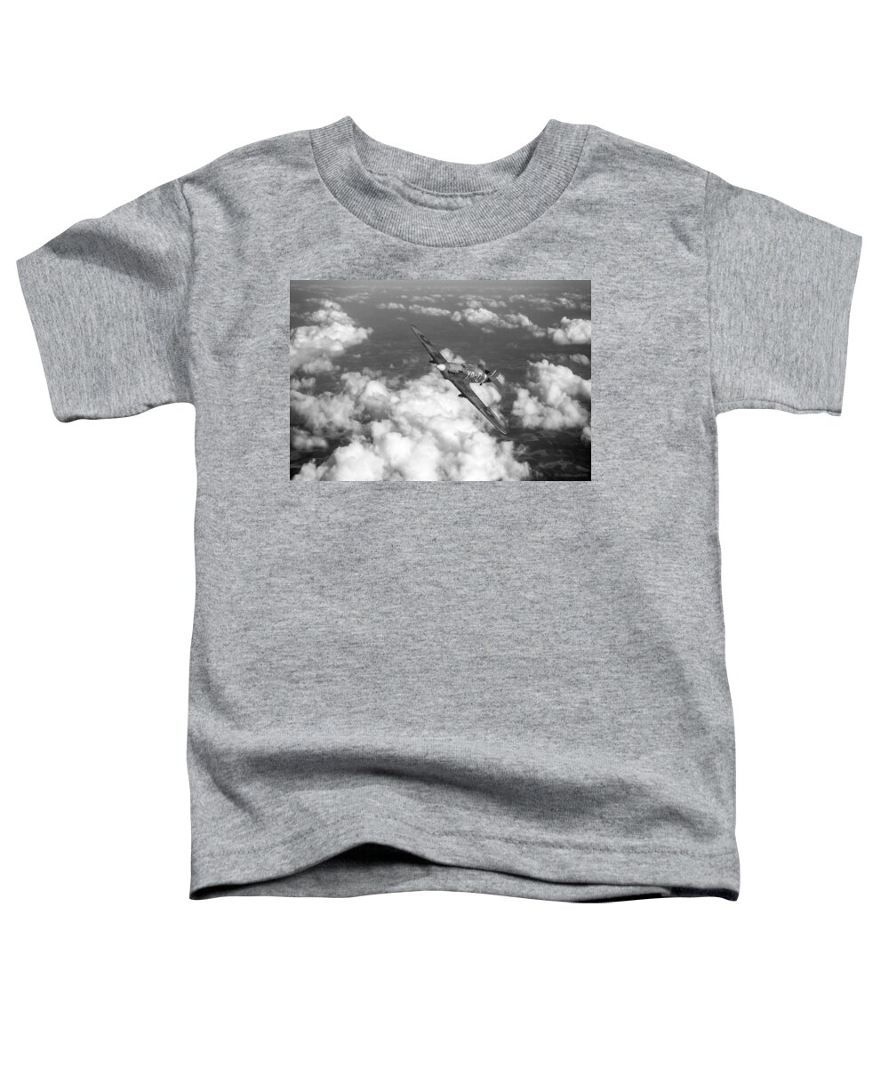 Hawker Hurricane Toddler T-Shirt featuring the photograph Hawker Hurricane IIB of 174 Squadron BW version by Gary Eason