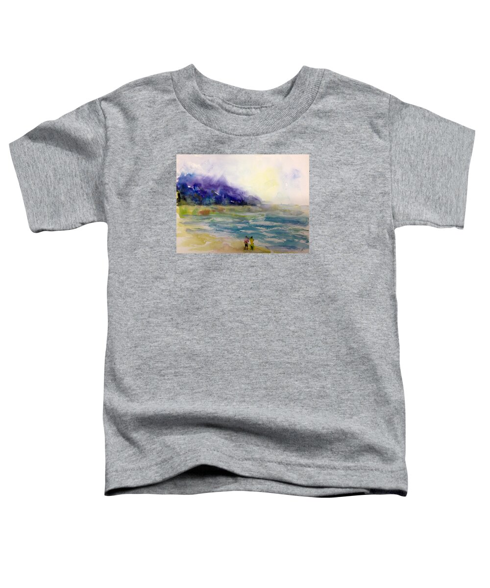 Abstract Watercolour Landscape Painting Toddler T-Shirt featuring the painting Hazy Beach Scene by Desmond Raymond