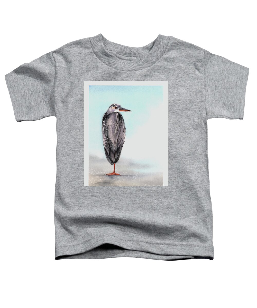 Heron Toddler T-Shirt featuring the painting Heron by Hilda Wagner