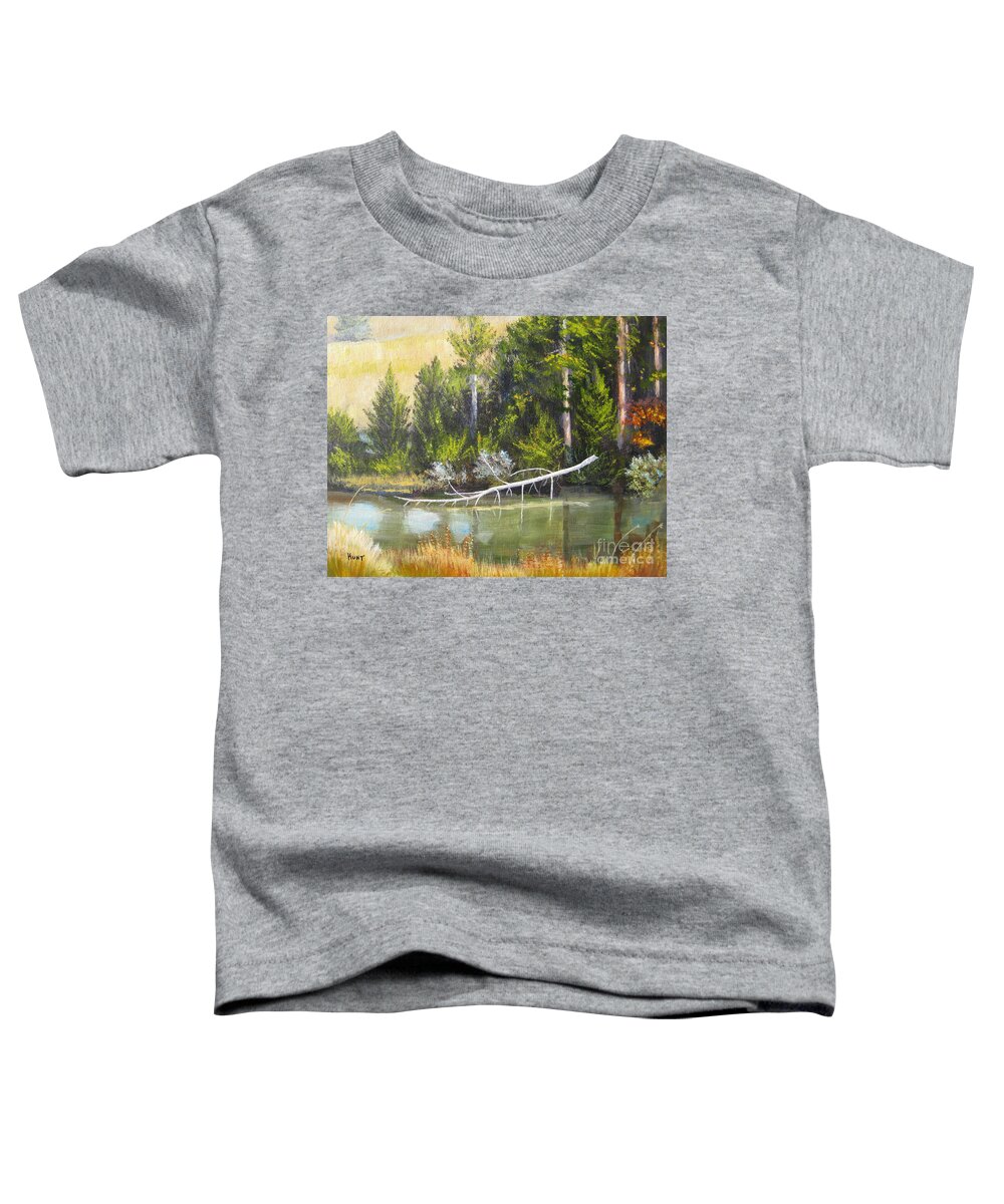 Pond Toddler T-Shirt featuring the painting Heron Perch by Shirley Braithwaite Hunt
