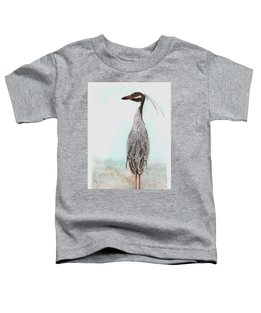 Heron Toddler T-Shirt featuring the painting Heron Posing by Hilda Wagner