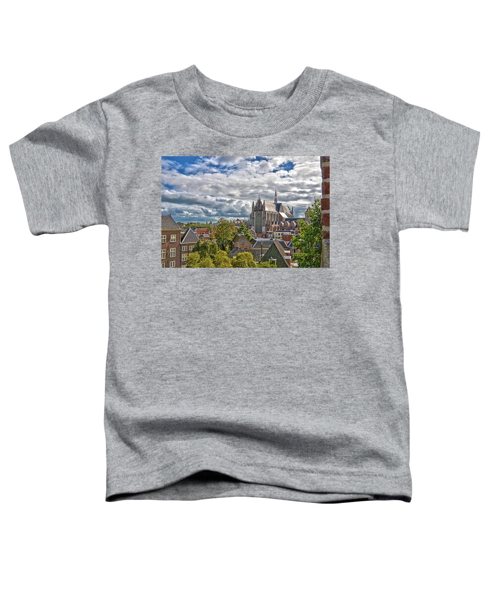 Church Toddler T-Shirt featuring the photograph Highland Church seen from Leiden castle by Frans Blok