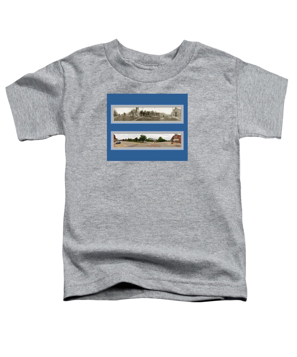 Historic Panorama Panoramic Reproduction Old New Now Then Grinnell Iowa No 1 Toddler T-Shirt featuring the photograph Historic Grinnell Iowa Panoramic Reproduction No 1 by Ken DePue
