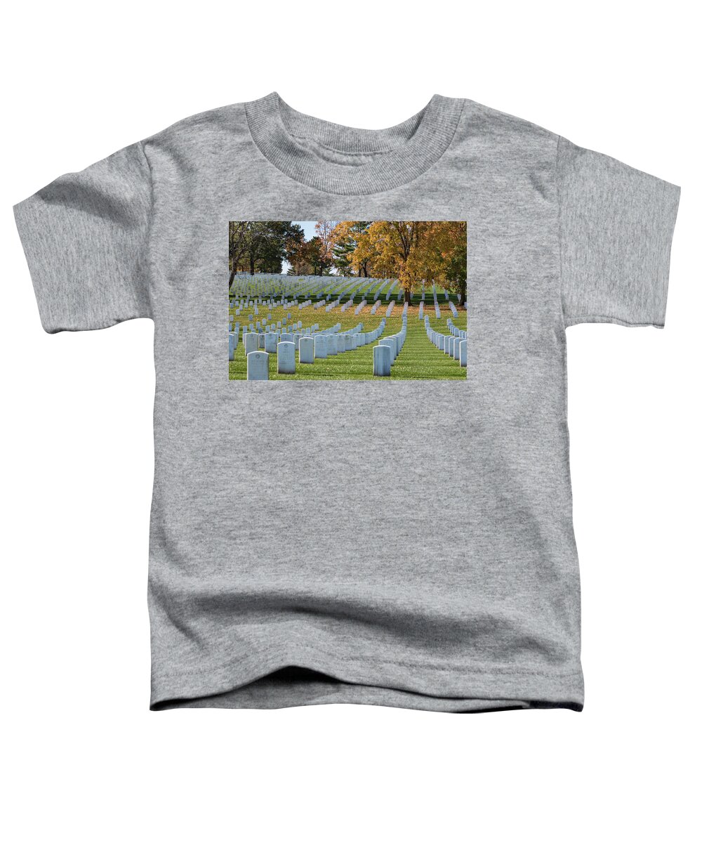 Jefferson Barracks National Cemetery Toddler T-Shirt featuring the photograph Honoring Americans by Holly Ross