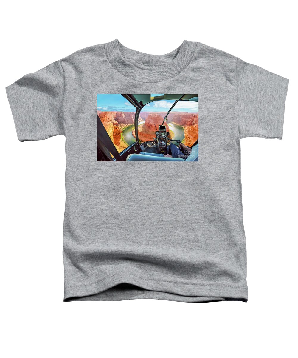 Horseshoe Bend Toddler T-Shirt featuring the photograph Horseshoe Bend Helicopter by Benny Marty