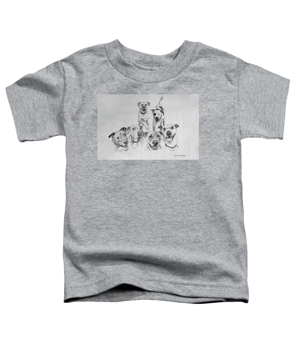 Dogs Toddler T-Shirt featuring the drawing Humane Society Gang by Larry Whitler