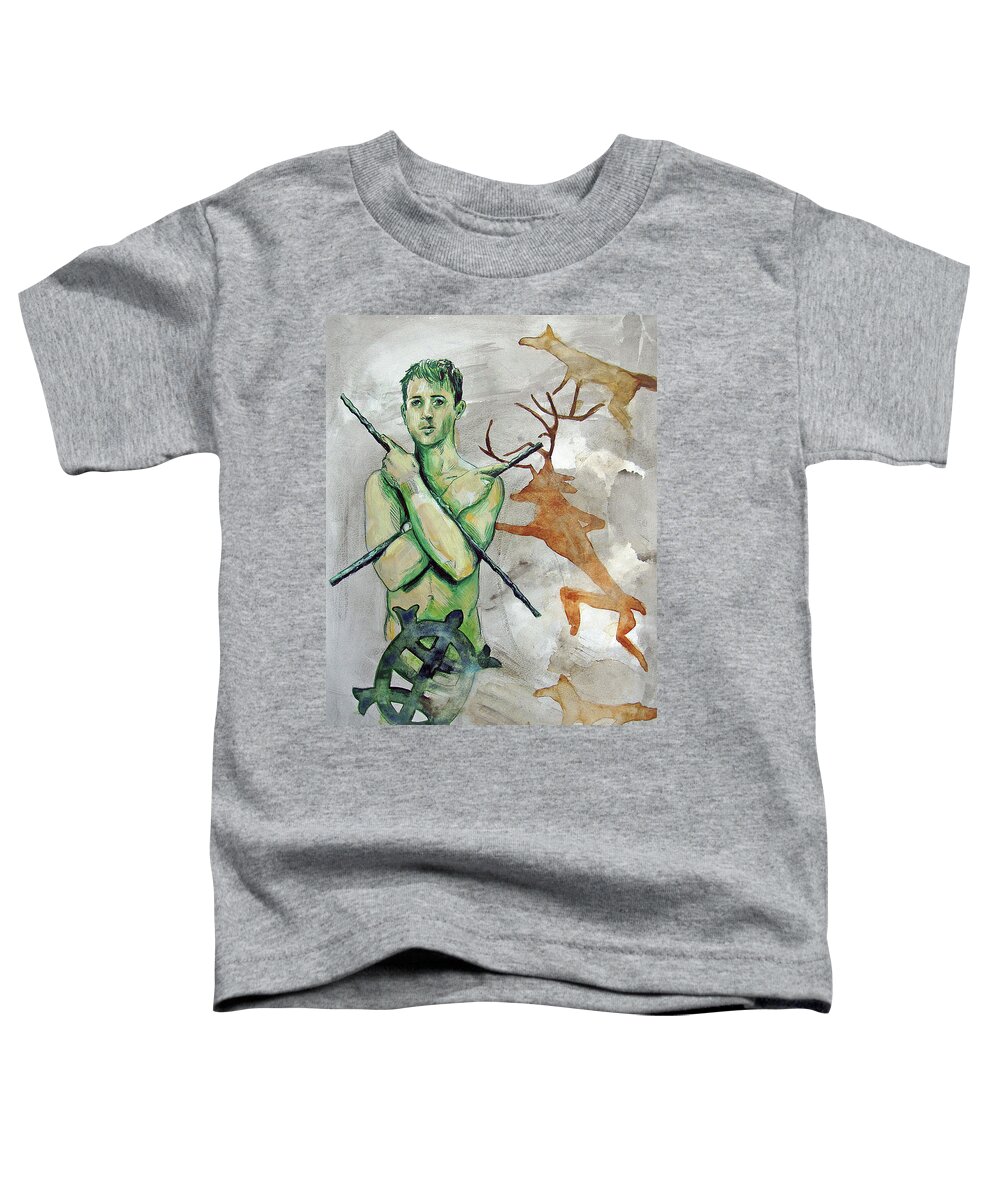 Warrior Toddler T-Shirt featuring the painting Youth Hunting Turtles by Rene Capone