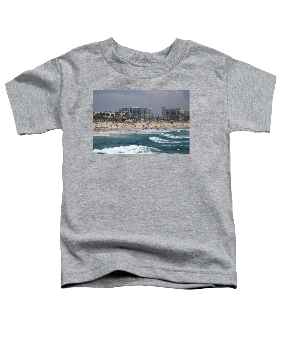 Beach Scene Toddler T-Shirt featuring the photograph Huntington Beach Scene Summer 2017 by Colleen Cornelius