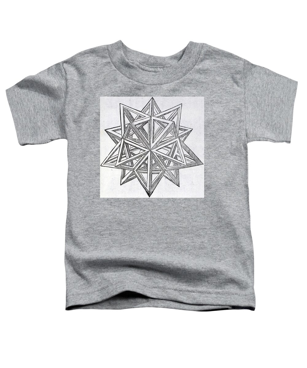 Shape Toddler T-Shirt featuring the drawing Icosaedron elevatum vacuum by Leonardo Da Vinci